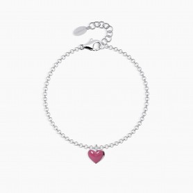 BRACCIALE CUORE SMALTO ROSA