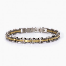 BRACCIALE IN ACCIAIO 316L E PVD GOLD