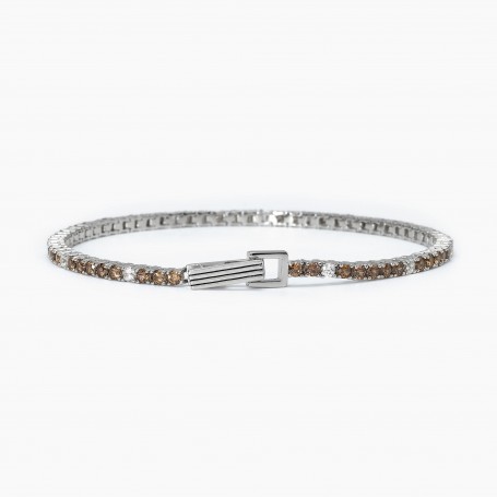BRACCIALE TENNIS MARRONE E BIANCO