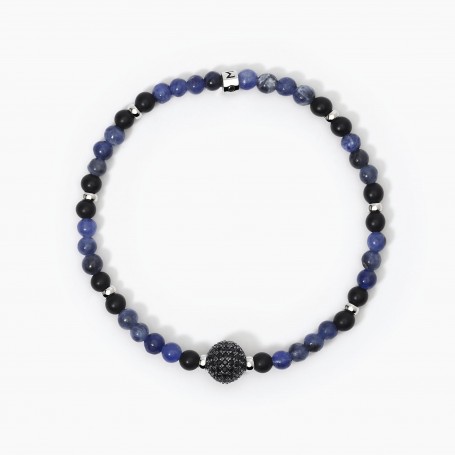 BRACCIALE IN ARGENTO CON AGATA NERA