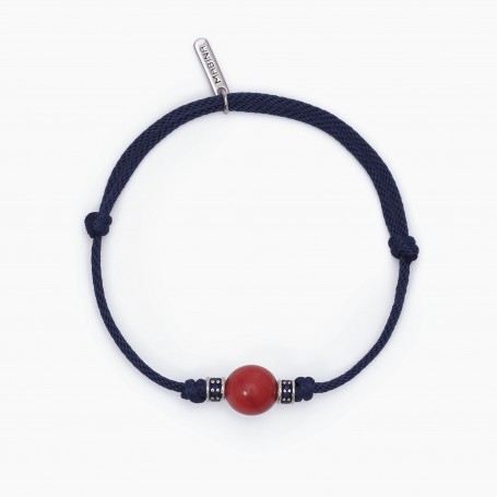 BRACCIALE CON CORDINO BLU E CORALLO BAMÙ