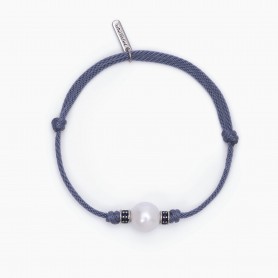 BRACCIALE CON CORDINO BLU E PERLA BIANCA