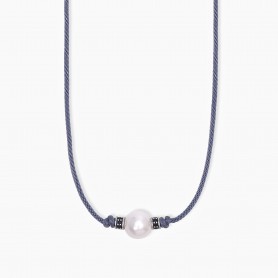 COLLANA IN ARGENTO CON CORDINO BLU