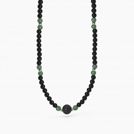 COLLANA IN ARGENTO CON AGATA NERA