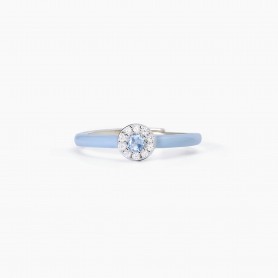ANELLO IN ARGENTO CON SMALTO AZZURRO E A