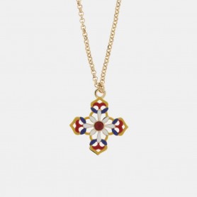 COLLANA IN METALLO CON CROCE COLORATA