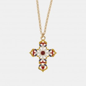 COLLANA IN METALLO CON CROCE COLORATA