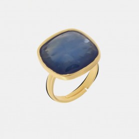 ANELLO IN METALLO CON PIETRA BLU