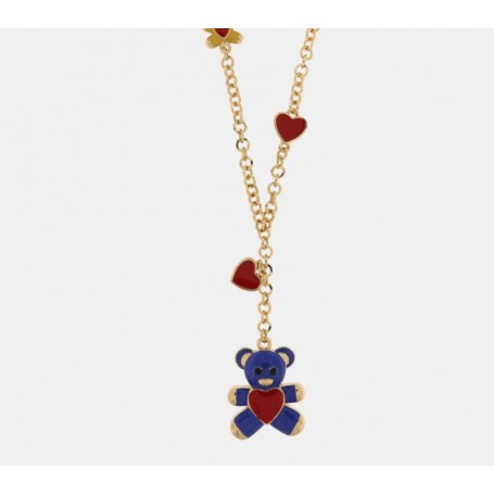 COLLANA IN METALLO CON ORSETTO BLU