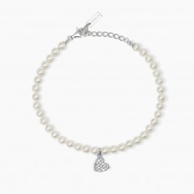 BRACCIALE CON PERLE E CUORE