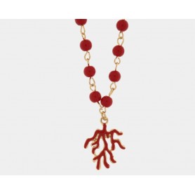 COLLANA IN METALLO CON CORALLO ROSSO