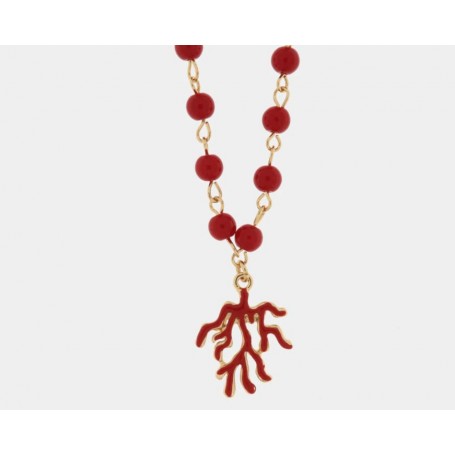COLLANA IN METALLO CON CORALLO ROSSO