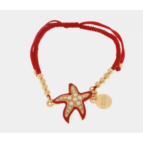 BRACCIALE IN METALLO CON CORDINO ROSSO