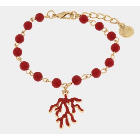 BRACCIALE IN METALLO CON RAMO DI CORALLO
