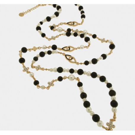 COLLANA IN METALLO CON PERLE