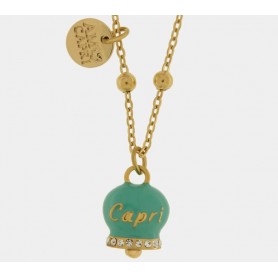 COLLANA IN ACCIAIO CON CAMPANELLA VERDE
