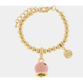 BRACCIALE IN METALLO CON CAMPANELLA ROSA