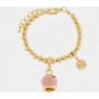 BRACCIALE IN METALLO CON CAMPANELLA ROSA