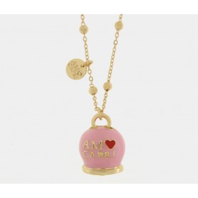 COLLANA IN METALLO CON CAMPANA ROSA