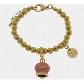 BRACCIALE IN ACCIAIO CON CAMPANELLA ROSA