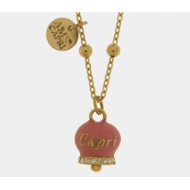 COLLANA IN ACCIAIO CON CAMPANELLA ROSA