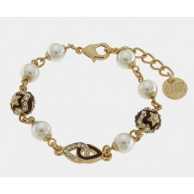 BRACCIALE IN METALLO CON PERLE BANCHE