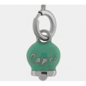 CIONDOLO IN ACCIAIO CAMPANELLA VERDE