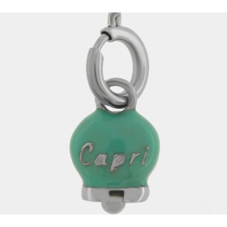 CIONDOLO IN ACCIAIO CAMPANELLA VERDE
