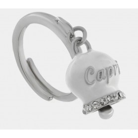 ANELLO IN ACCIAIO CON CAMPANELLA BIANCA