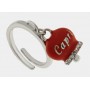 ANELLO IN ACCIAIO CAMPANELLA ROSSA