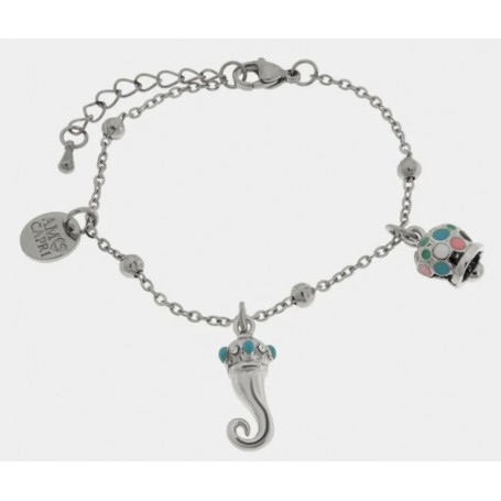 BRACCIALE IN ACCIAIO CON CORNO