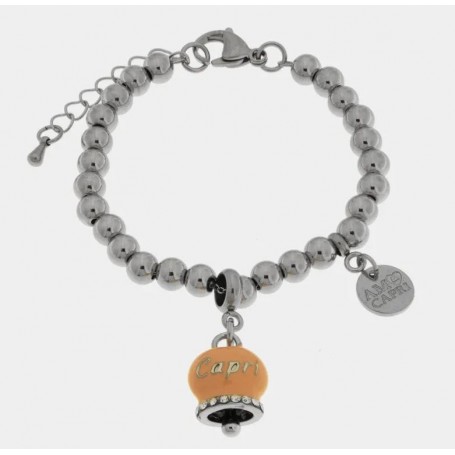 BRACCIALE IN ACCIAIO CAMPANELLA ROSA