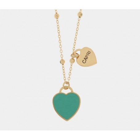 COLLANA IN METALLO CON CUORE VERDE