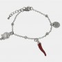 BRACCIALE IN ACCIAIO CON CORNETTO ROSSO