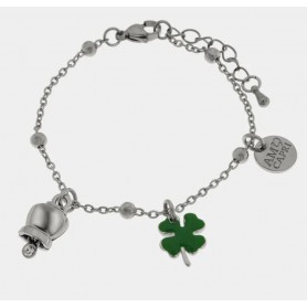 BRACCIALE IN ACCIAIO CON QUADRIFOGLIO