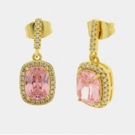 ORECCHINI IN METALLO RETTANGOLO ROSA