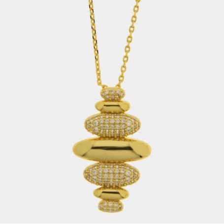 COLLANA IN METALLO OVALI ALTERNATI PAVÈ