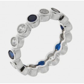 ANELLO IN METALLO GIRO DI ZIRCONI BLU