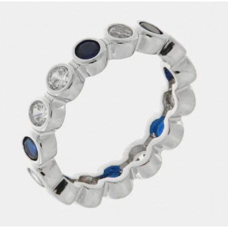 ANELLO IN METALLO GIRO DI ZIRCONI BLU