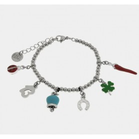 BRACCIALE IN ACCIAIO CON CORNO