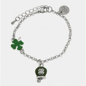 BRACCIALE IN ACCIAIO CON QUADRIFOGLIO