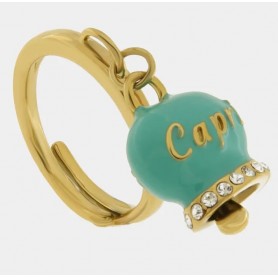 ANELLO IN ACCIAIO CON CAMPANELLA VERDE