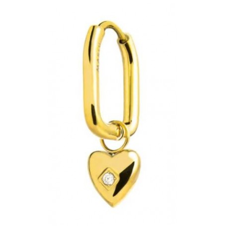 ORECCHINO OVALE CON CUORE PENDENTE CON E