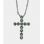 COLLANA IN METALLO CROCE CRISTALLI VERDI