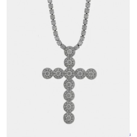 COLLANA DONNA CROCE CRISTALLI BIANCHI