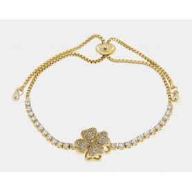 BRACCIALE DONNA QUADRIFOGLIO ORO CRISTAI