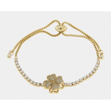 BRACCIALE DONNA QUADRIFOGLIO ORO CRISTAI