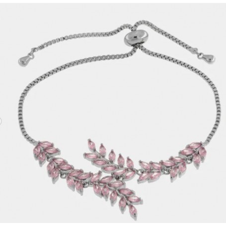 BRACCIALE DONNA FOGLIE CRISTALLI ROSA