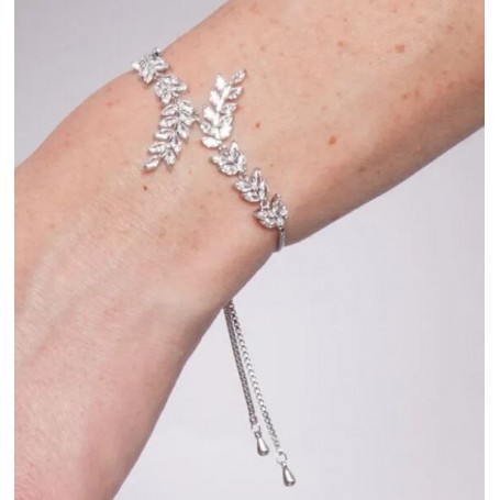 BRACCIALE DONNA FOGLIE CRISTALLI BIANCH