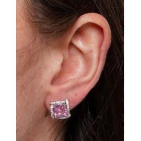 ORECCHINI DONNA LOBO QUADRATO ROSA